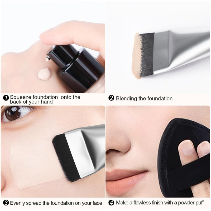 Elegant Silver Three-piece Makeup Brush Set
