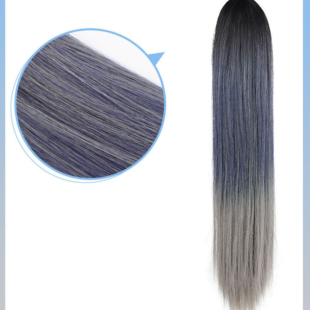 Wig Female Ponytail Net Red Three-color Gradient Grab Clip-type Straight Hair High Ponytail Natural Ponytail