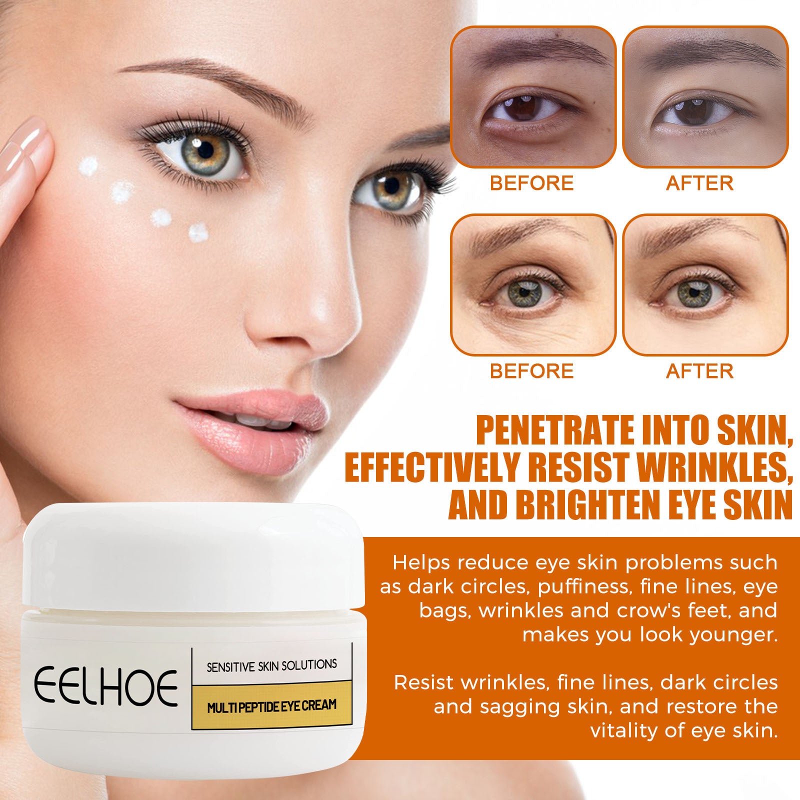 Honey Polypeptide Eye Cream Fade Eye Bags Dark Circles Moisturizing Brightening Repair Eye Around Firming Skin